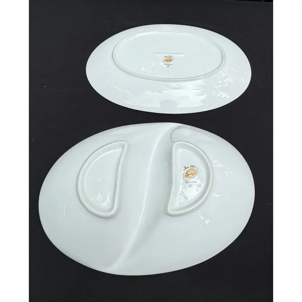 2 Vintage 1960’s Sango Trousseau China - Oval Serving Bowls 1 Divided EUC -A84